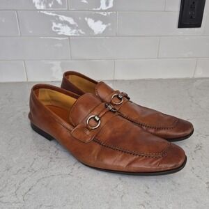Magnanni Mens Size 13M Horse Bit Loafers Brown Patina Leather Dress Shoes